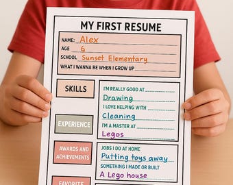 My First Resume- Kids Resume Template | Printable PDF