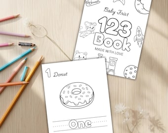 ベビー123カウント塗り絵：幼児向け学習アクティビティ（印刷可能なPDFレター＋5×7＋ボーナスギフト）