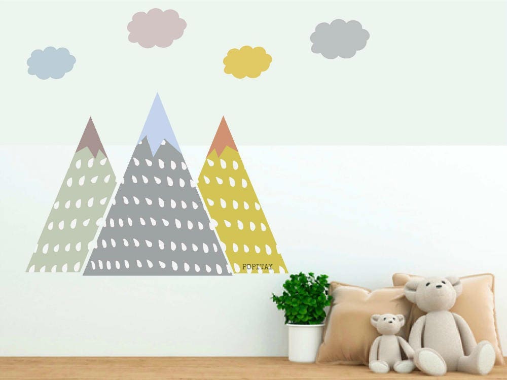 mountain wall decals nursery decor mountain stickers kids | etsy