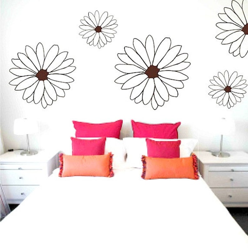 Large Daisy Flower Wall Decals Floral Blooms Living Room Etsy