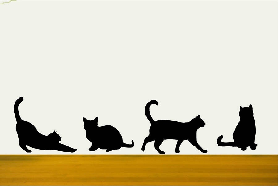 Cat Wall Decals Cat Wall Decor Cat stickers Animal Wall Etsy
