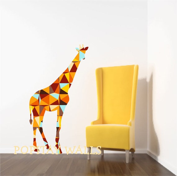 giraffe wall decals brown giraffe decalsgeometric pattern | etsy