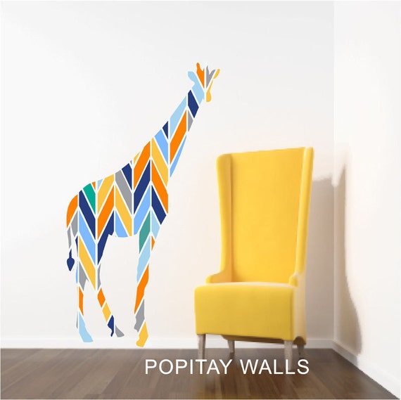 Nursery Decor Giraffe Wall Decal Geometric Giraffe Giraffe Etsy