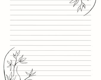 Floral Lined Paper, Stationary Paper, Printable, Journal Paper, Digital Download
