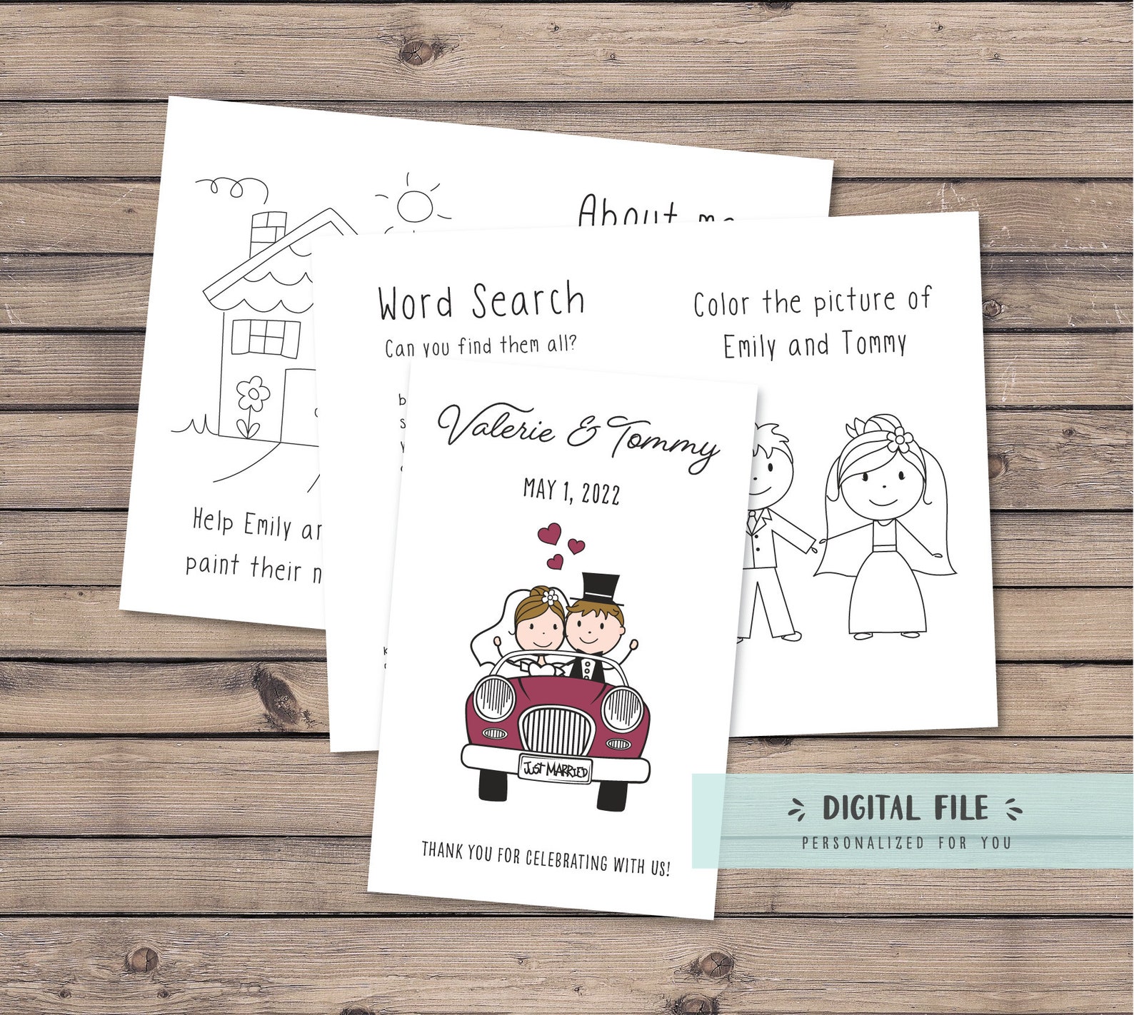 Personalized Wedding Coloring Book / Kids Wedding Favor / - Etsy