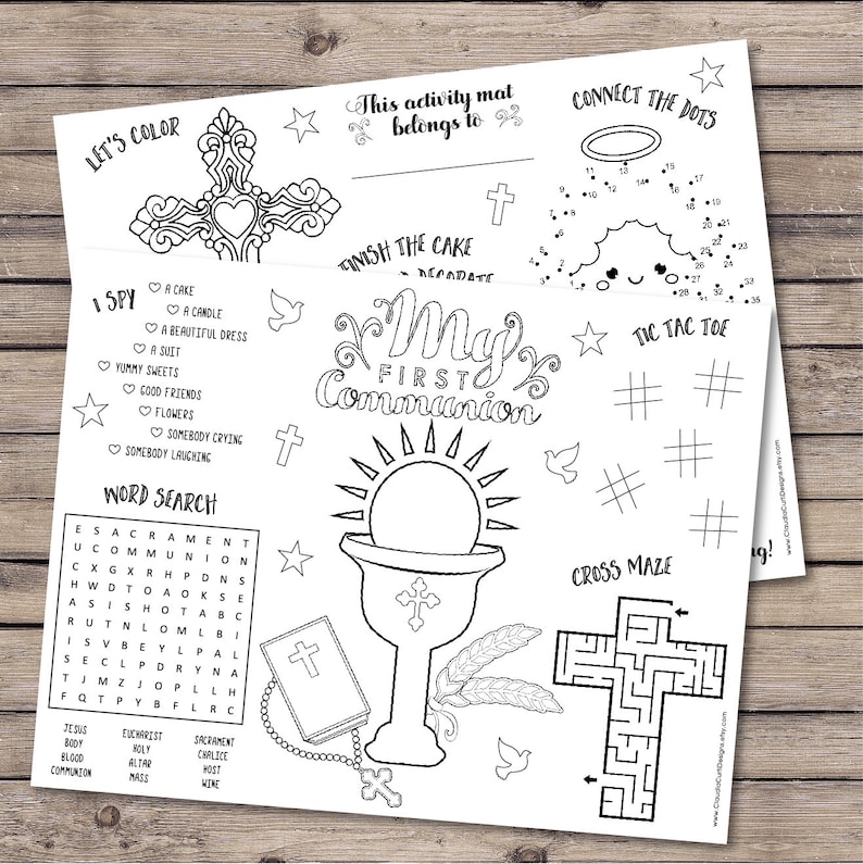 First Communion coloring activity sheets Holy Communion favor Etsy