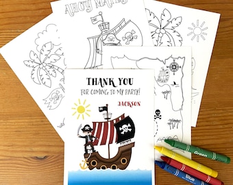 Pirate party favor, boy birthday favor, pirate coloring pages, party favor with crayons, pirate birthday, favor bag, ready to hand out