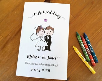 Personalized kids wedding activity coloring book, wedding favor kids, activity book, kids wedding reception activities, engagement - 6 BOOKS
