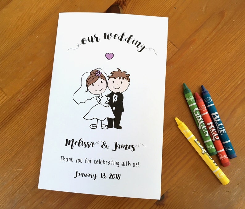 Personalized kids wedding activity coloring book, wedding favor kids, activity book, kids wedding reception activities, engagement 6 BOOKS image 1