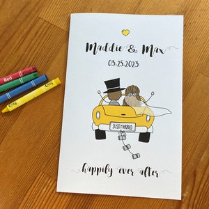 Personalized Kids wedding coloring book, kids wedding favor, wedding activity book, kids wedding table, reception activities - Set of 6
