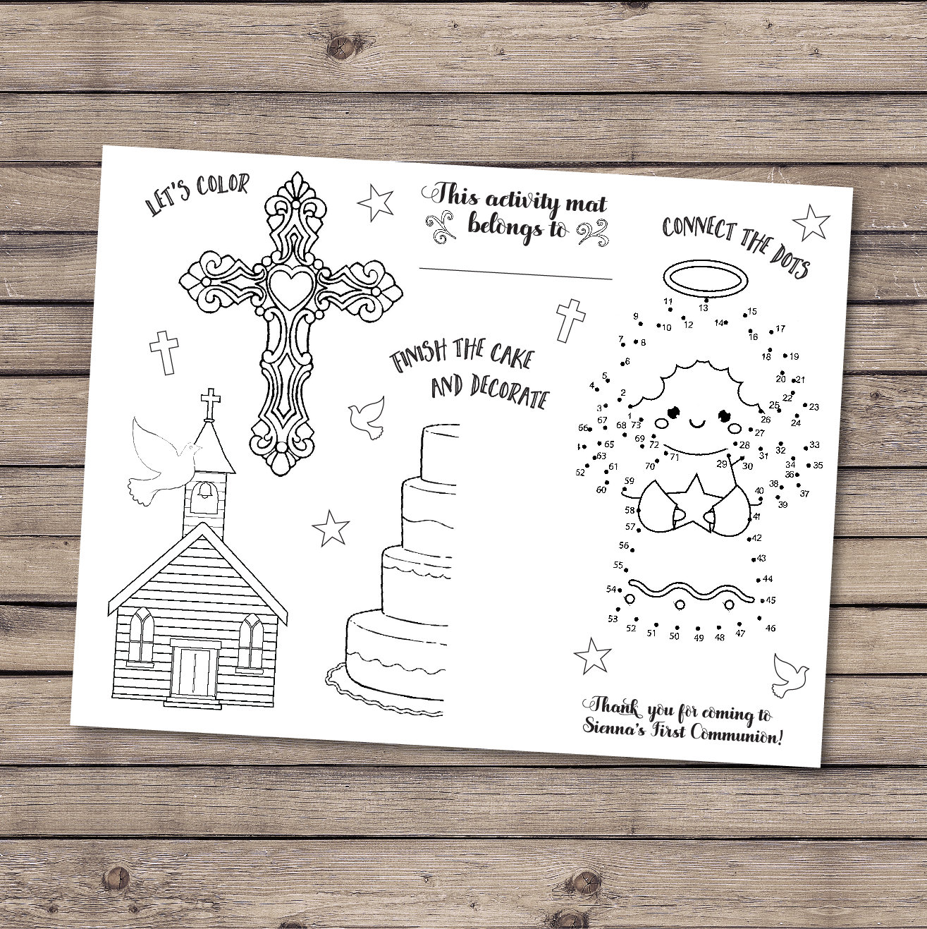 Personalized First Communion Coloring Activity Sheets Holy - Etsy