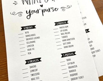 What's In Your Purse Bridal Shower Games, Bridal Shower, Baby Shower, Wedding Game - INSTANT DOWNLOAD