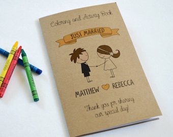 Personalized wedding coloring book / kids wedding activities / wedding favor / wedding reception / kids wedding table - Set of 6