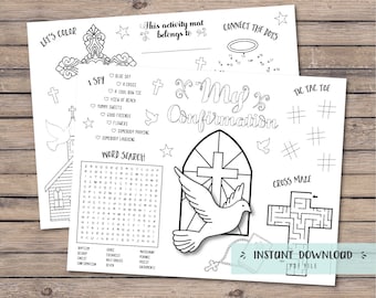 Hojas para colorear de confirmación, mantel individual imprimible (descarga instantánea)