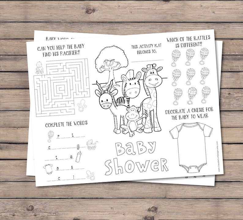 Baby shower coloring placemat, Baby shower activity, coloring book, Baby shower games for kids, printable coloring sheet INSTANT DOWNLOAD image 3