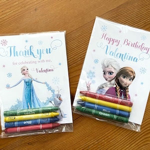 Frozen inspired party favor, birthday favor, frozen coloring pages, Elsa party favor with crayons, ice princess birthday - ready to hand out