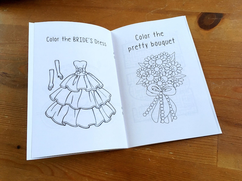 Wedding coloring book, Kids wedding activity book, Wedding favor, Coloring book for kids, kids wedding table, kids wedding activities image 3