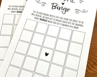 Bridal Bingo, Printable bingo, Bridal Shower Games, Bridal Shower, Wedding Game - INSTANT DOWNLOAD
