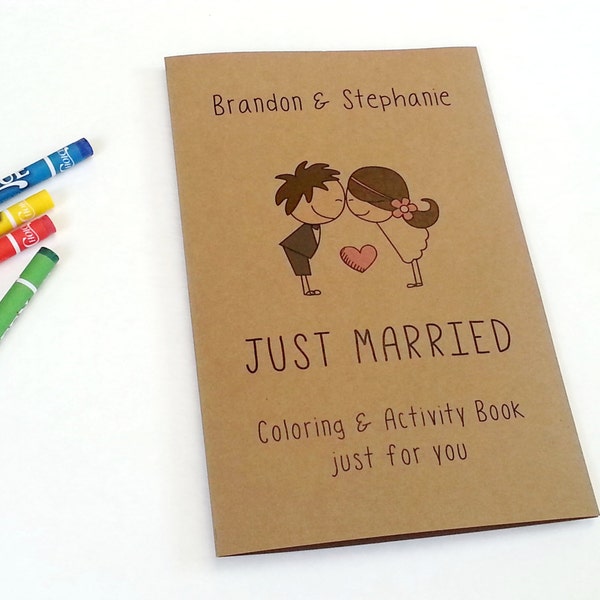 Personalized Kids Wedding Activity Book, Rustic Coloring Favor (Set of 6)