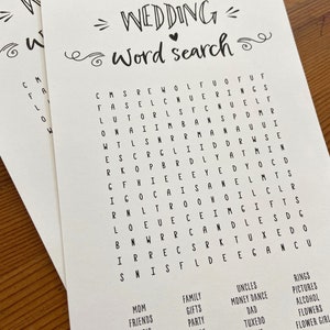 Wedding Word Search Bridal Shower Games, Bridal Shower, Wedding Game
