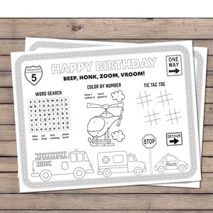 Transportation Birthday Party Coloring Pages, Activity Sheets, Vehicles ...