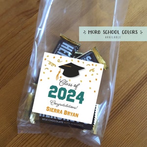 2024 Graduation treat bags, grad favor, class of 2024, grad party, college graduate, high school grad, cello bag, square label 12 bags image 1