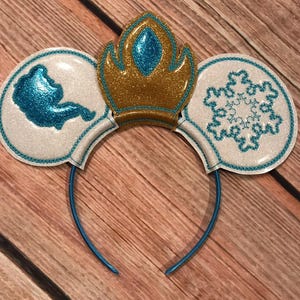 Custom Frozen Elsa Disney Princess Glitter Mouse Ear Headband
