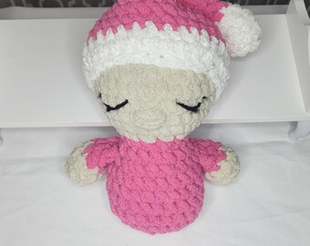 Crocheted Baby Doll Plush | Handmade Sleeping Stuffed Doll, Soft Crochet Toy, Newborn Gift, Baby Shower Present