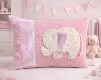 Oreillers personnalisés, oreillers prénom, cadeaux de naissance, oreillers pour enfants, oreillers câlins, oreillers explorateur, oreillers éléphant