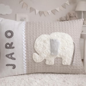 Gepersonaliseerde kussens, naamkussens, cadeaus voor pasgeborenen, kinderkussens, knuffelkussens, ontdekkingsreizigerskussens, olifantenkussens