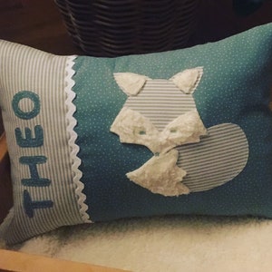 Pillow with name, name pillow, gifts for birth, children&#39;s pillow, cuddly pillow, explorer pillow, fox