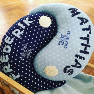 Pillows with names, name pillows, twin pillows, sibling pillows, birth gifts, cuddly pillows, twins, yin and yang