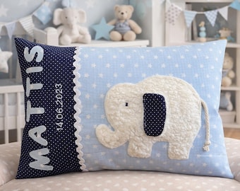 Oreillers personnalisés, oreillers prénom, cadeaux de naissance, oreillers pour enfants, oreillers câlins, oreillers explorateur, oreillers éléphant
