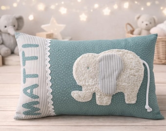Oreillers personnalisés, oreillers prénom, cadeaux de naissance, oreillers pour enfants, oreillers câlins, oreillers explorateur, oreillers éléphant