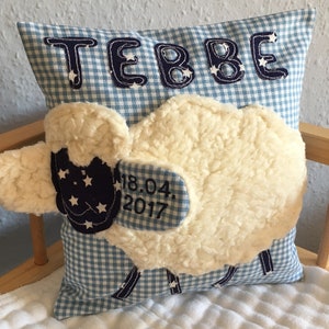 Pillows with names, name pillows, gifts for birth, children&#39;s pillows, cuddly pillows, explorer pillows, sheep