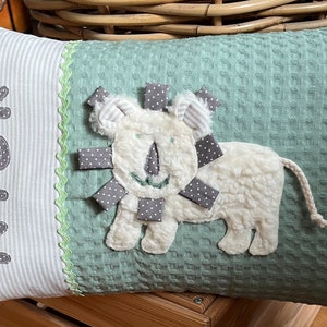 Pillow with name, name pillow, gifts for birth, children&#39;s pillow, cuddly pillow, explorer pillow, lion