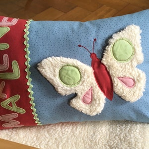 Pillow with name, name pillow, birth gifts, children&#39;s pillow, cuddly pillow, explorer pillow, butterfly