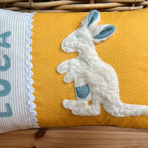 Pillows with names, name pillows, birth gifts, children&#39;s pillows, cuddly pillows, explorer pillows, kangaroo