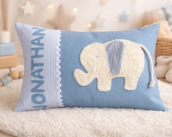 Oreillers personnalisés, oreillers prénom, cadeaux de naissance, oreillers pour enfants, oreillers câlins, oreillers explorateur, oreillers éléphant