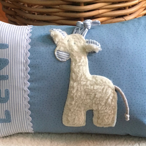 Pillow with name, name pillow, birth gifts, children's pillow, cuddly pillow, explorer pillow, giraffe