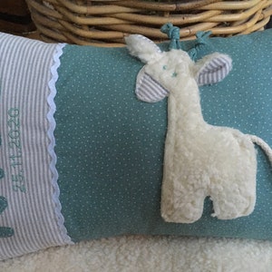 Pillow with name, name pillow, birth gifts, children&#39;s pillow, cuddly pillow, explorer pillow, giraffe