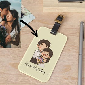Custom Cartoon Luggage Tag - Personalized Bag Tag with Photo & Name | Unique Travel Accessory, Gift for Travelers, Japanese Art Style