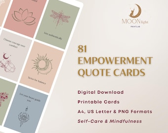 Empowerment Quote Cards: Printable Affirmations, Self-Care (Digital Download)