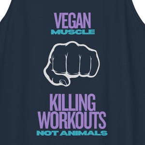 Camiseta vegana sin mangas – Entrenamientos que matan, no animales – Camiseta de fitness ética – Camiseta unisex de gimnasio – Ropa de entrenamiento a base de plantas – Camiseta vegana