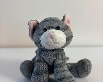 Vtg Russ Berrie Luv Pets Tabbies Gray Cat Plush 5” Striped Beanie