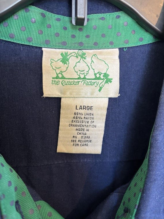VTG 90s Quacker Factory Linen Blend Button Up Emb… - image 4