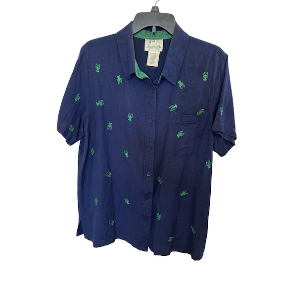 VTG 90s Quacker Factory Linen Blend Button Up Emb… - image 1