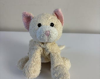 Gato de peluche vintage de los 90 de Russ Berrie Luv Pets, color crema atigrado.