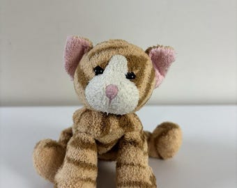 Peluche vintage de gato atigrado naranja Russ Berrie Luv Pets de 5 pulgadas con rayas.