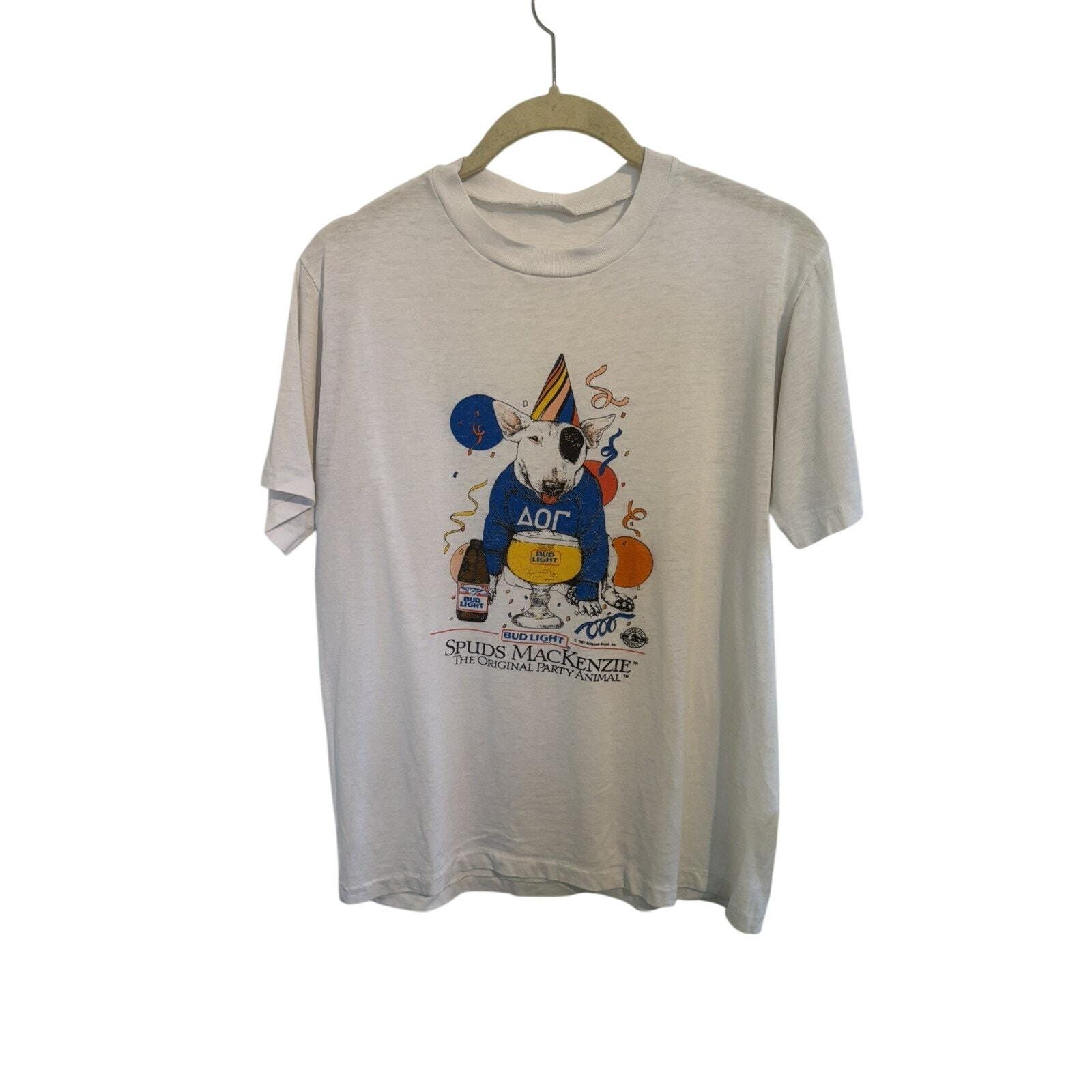 T-shirt Vintage Bud Light Années 90 - Homme XL - Blanc Graphique Rouge USA